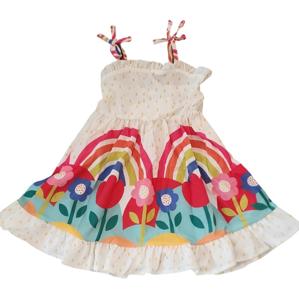 Toddler girl rainbow flower springtime dress
